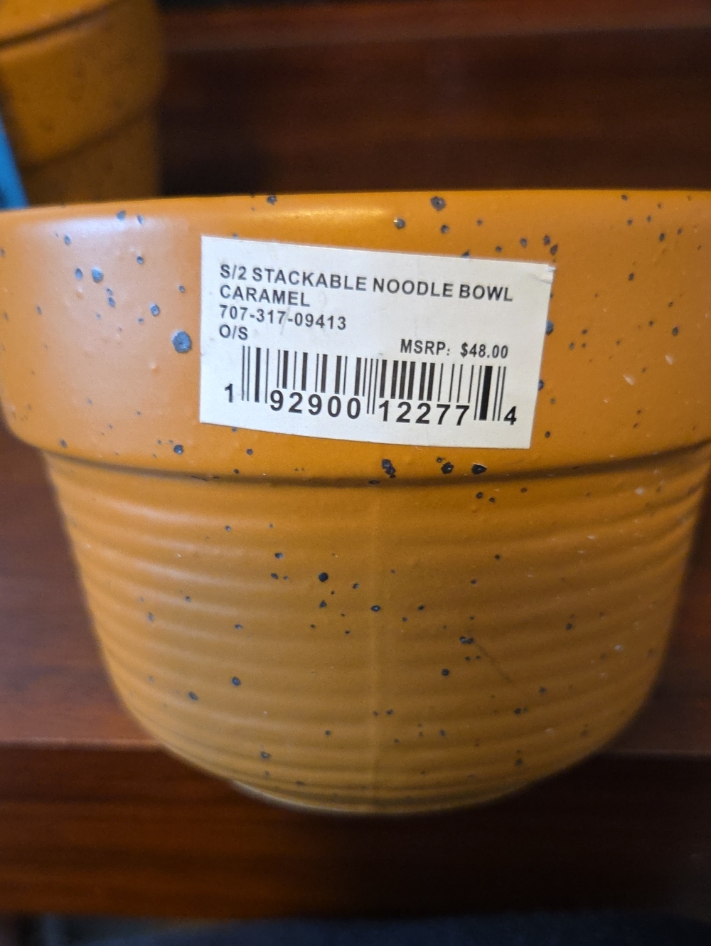 UNITED BY BLUE  Speckled Carmel Ceramic Pottery Noodle Bowls Set Of 2 - Picture 7 of 7